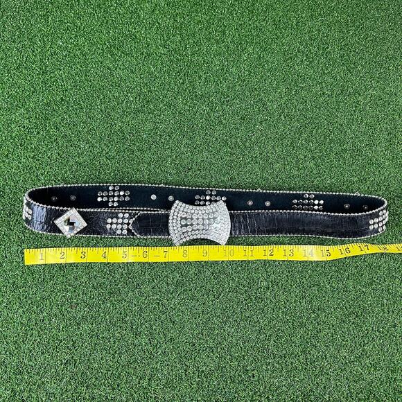 Y2K Punk Black Crystal Studded Buckle Western Belt main image 5